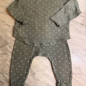 Quincy Mae Sage Baby Outfit with White Crosses